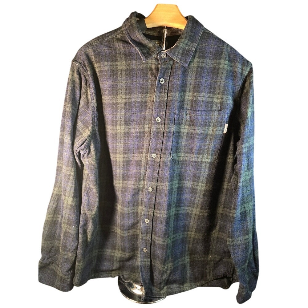 Eddie Bauer Mens‎ XL Blue Green Plaid Flannel Long Sleeve Button Down Shirt